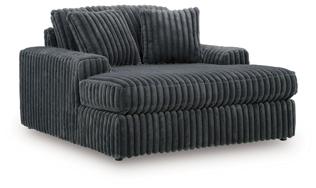 Midnight-Madness Gunmetal Sofa, Loveseat and Oversized Chaise