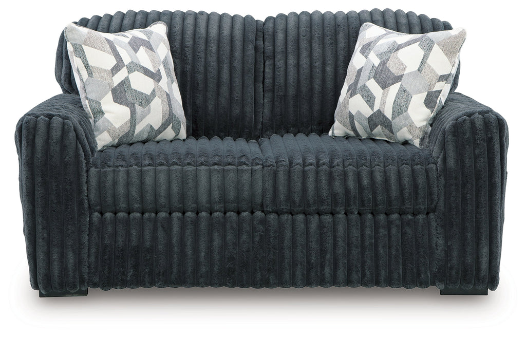Midnight-Madness Gunmetal Sofa, Loveseat and Oversized Chaise