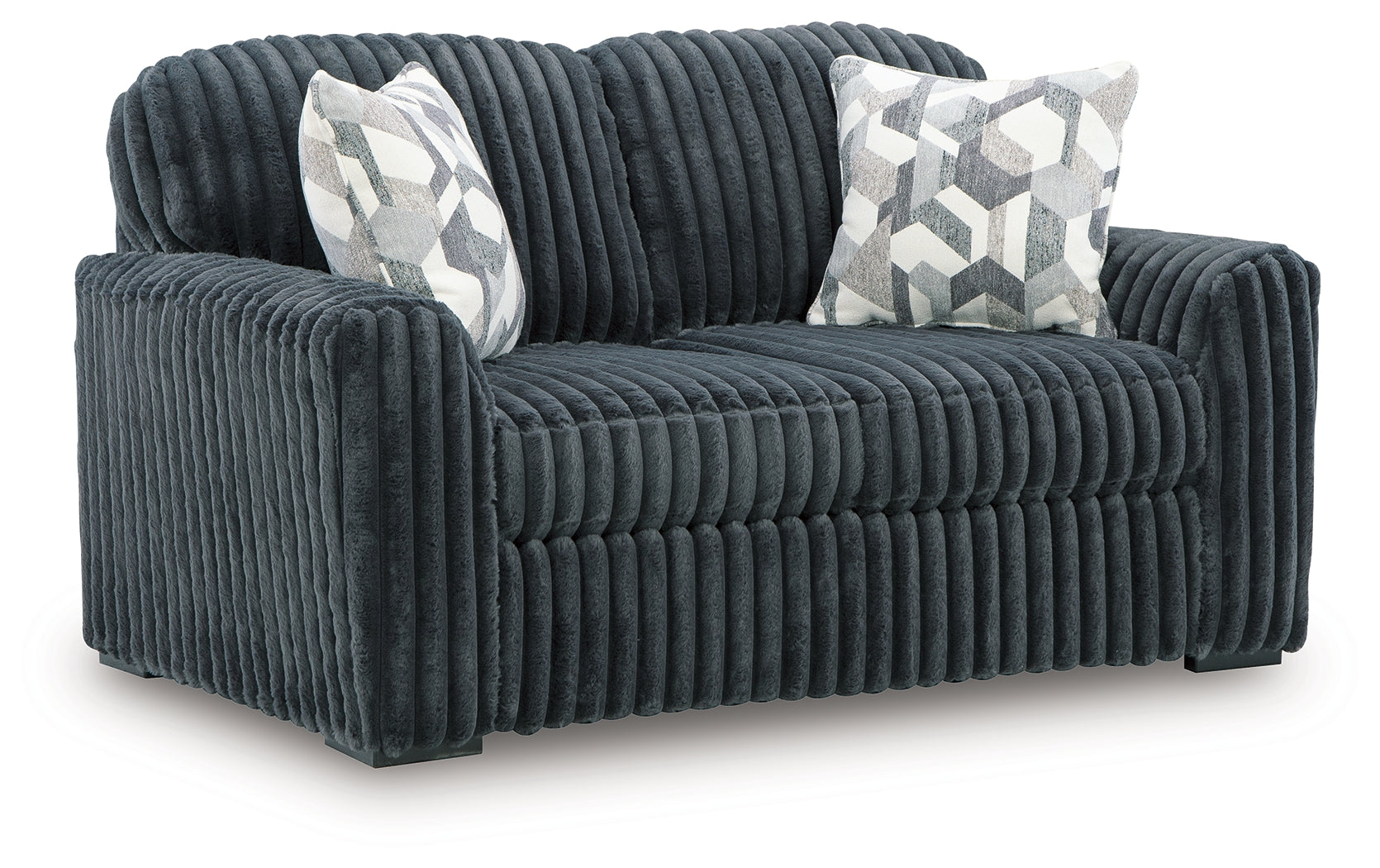 Midnight-Madness Gunmetal Sofa, Loveseat and Oversized Chaise