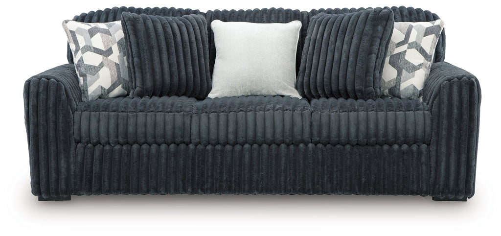 Midnight-Madness Gunmetal Sofa, Loveseat and Oversized Chaise