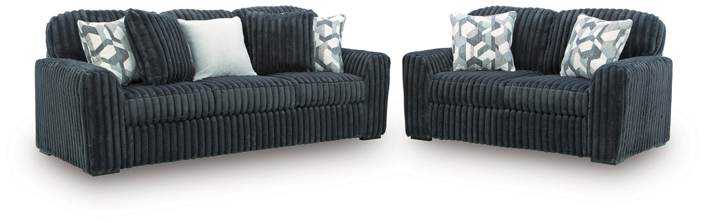 Midnight-Madness Gunmetal Sofa and Loveseat
