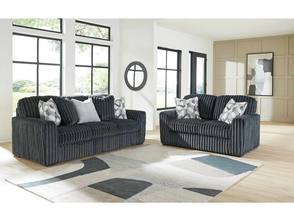 Midnight-Madness Gunmetal Sofa and Loveseat