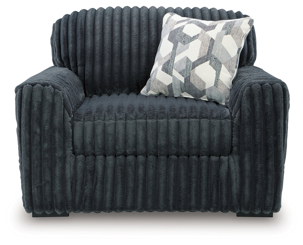 Midnight-Madness Gunmetal Sofa and Oversized Chair