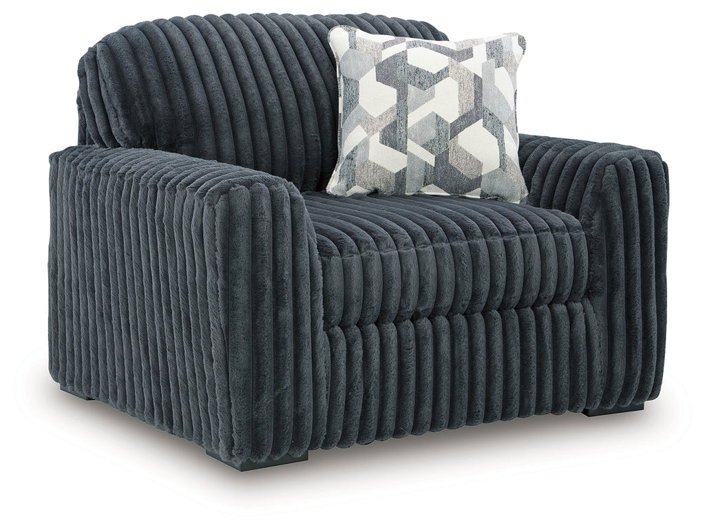 Midnight-Madness Gunmetal Sofa and Oversized Chair