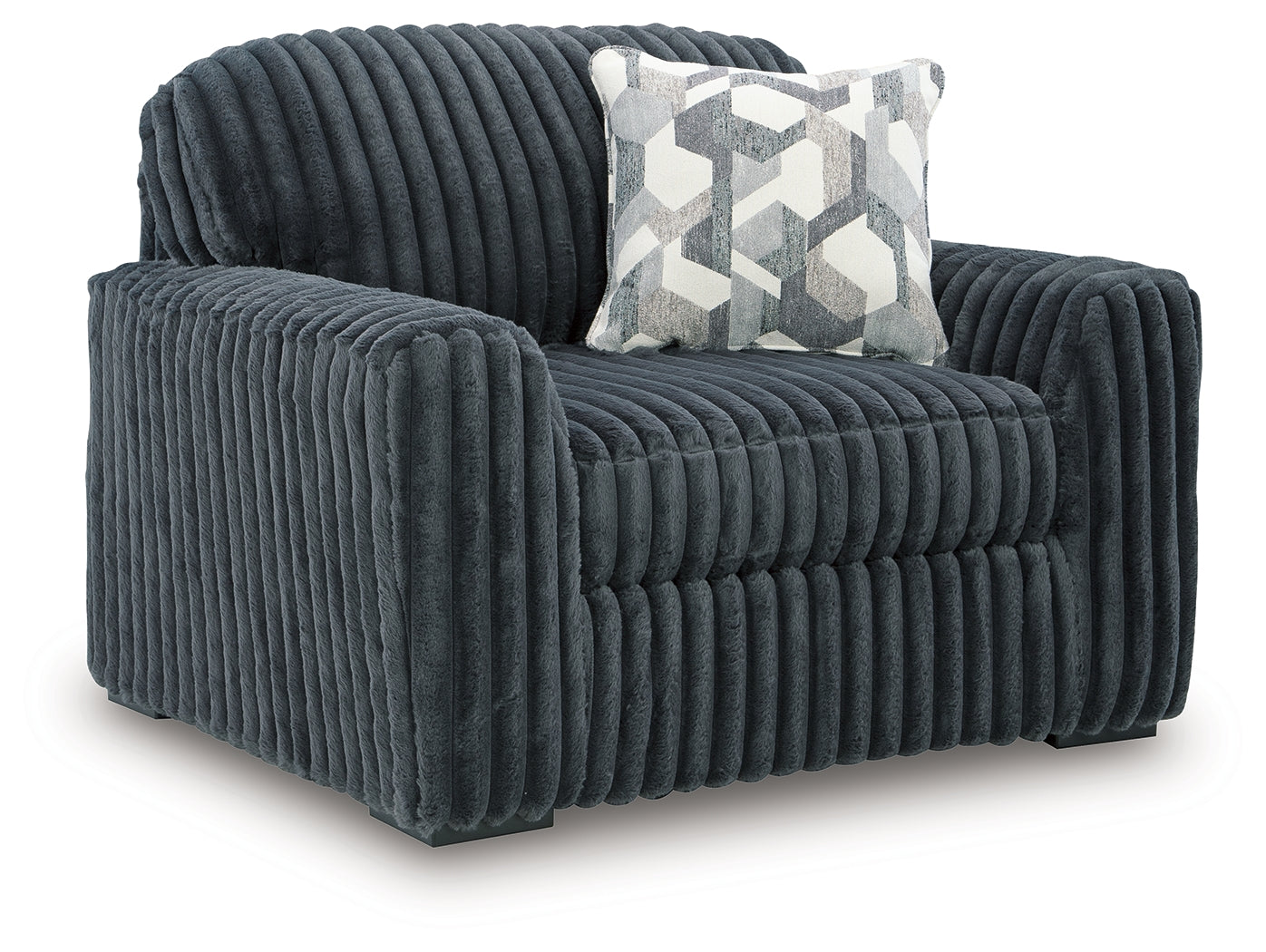 Midnight-Madness Gunmetal Sofa and Oversized Chair