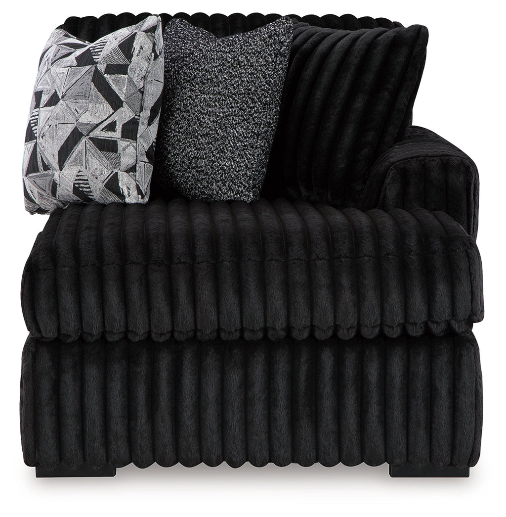 Midnight-Madness Onyx 2-Piece Sectional and Oversized Accent Ottoman