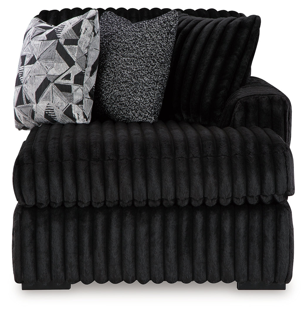 Midnight-Madness Onyx 2-Piece Sectional and Oversized Accent Ottoman