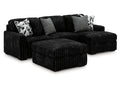 Midnight-Madness Onyx 2-Piece Sectional and Oversized Accent Ottoman