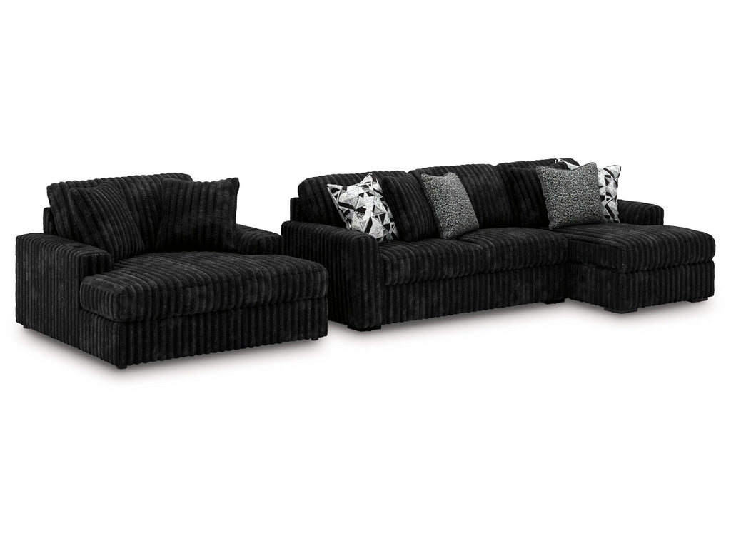 Midnight-Madness Onyx 2-Piece Sectional and Oversized Chaise