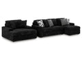 Midnight-Madness Onyx 2-Piece Sectional and Oversized Chaise