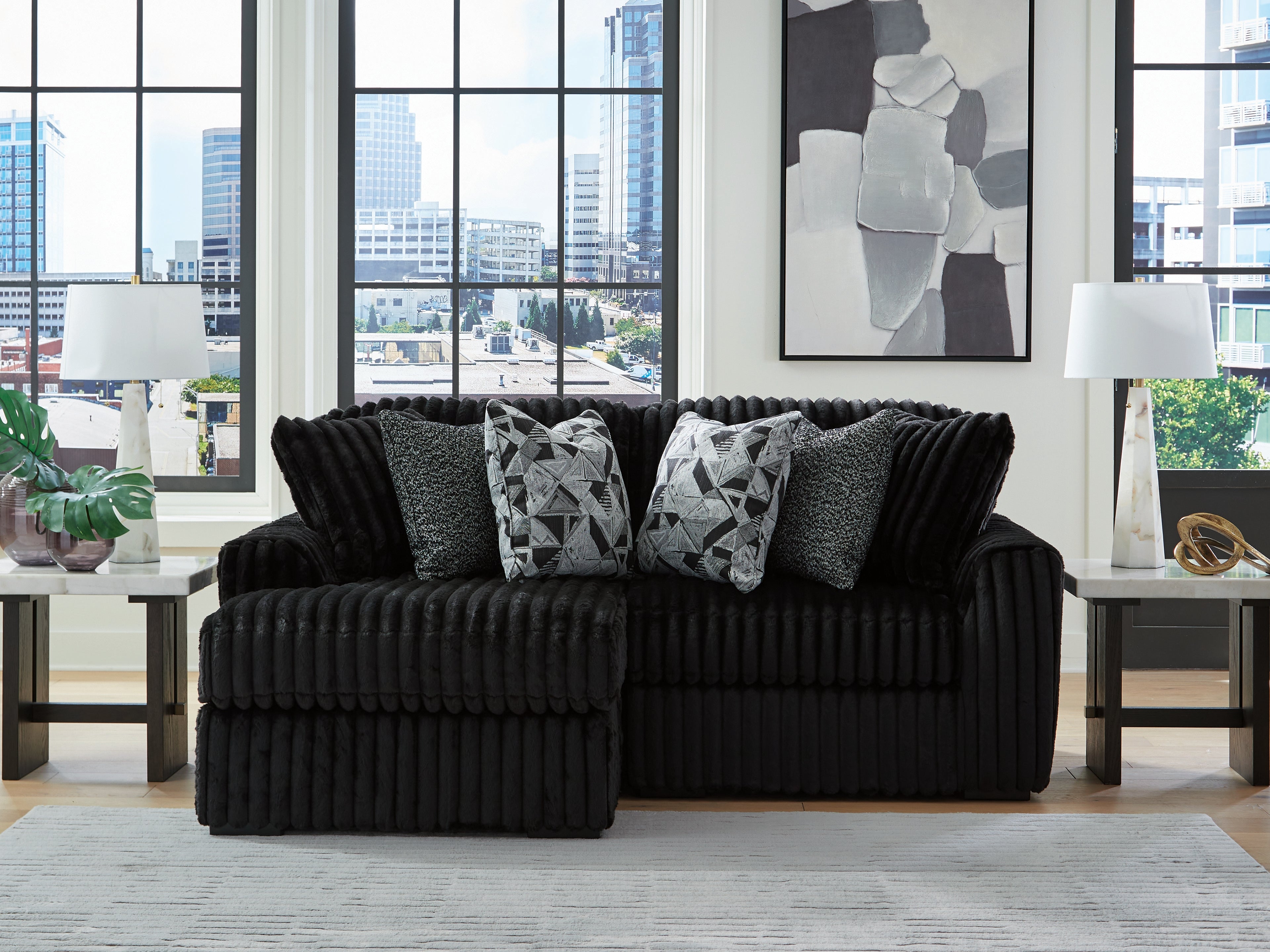 Midnight-Madness Onyx 2-Piece Sectional with Left Chaise