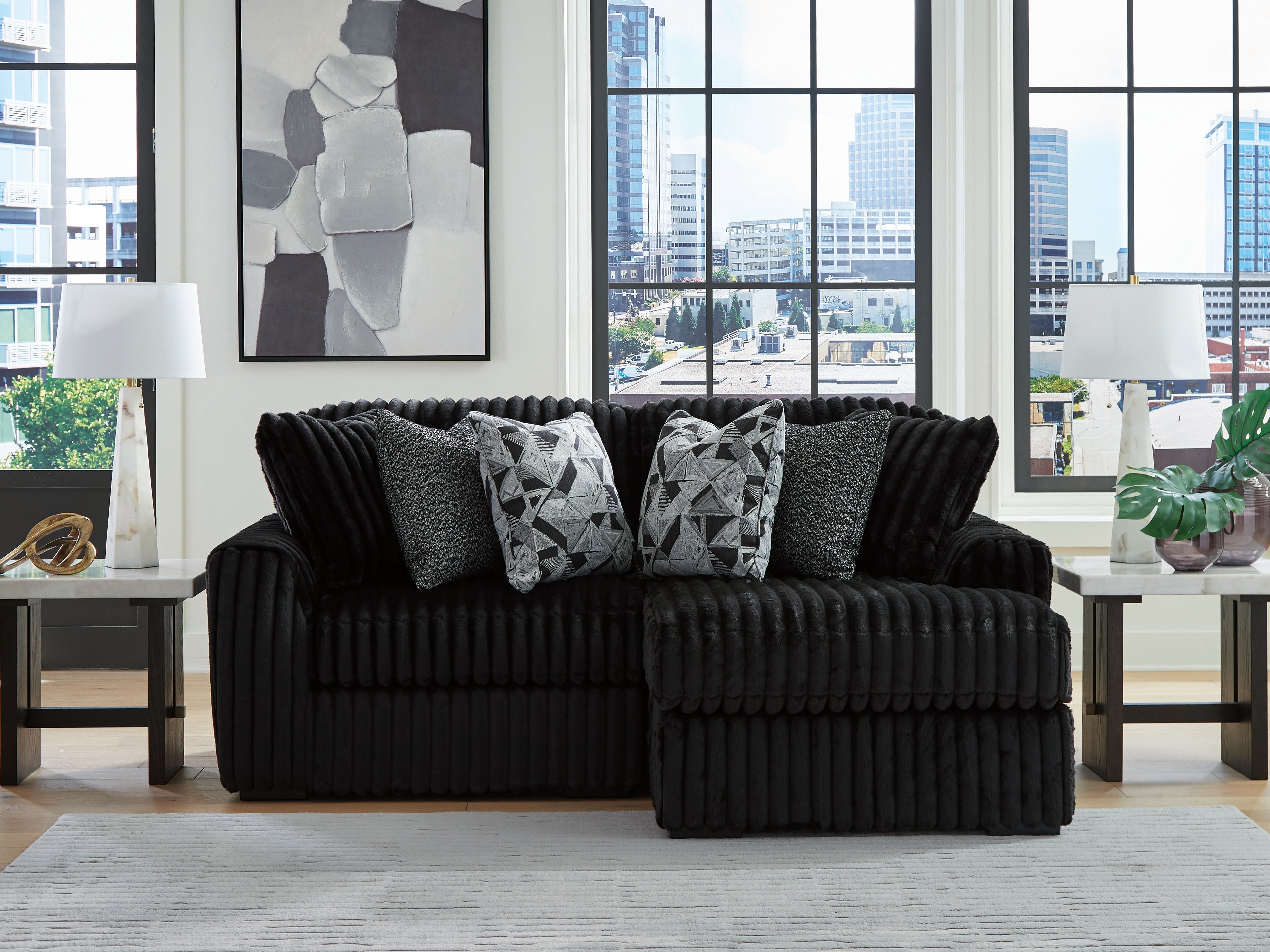 Midnight-Madness Onyx 2-Piece Sectional with Right Chaise