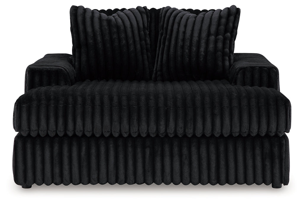 Midnight-Madness 3 Pc Sectional, Chaise and Accent Ottoman, Onyx