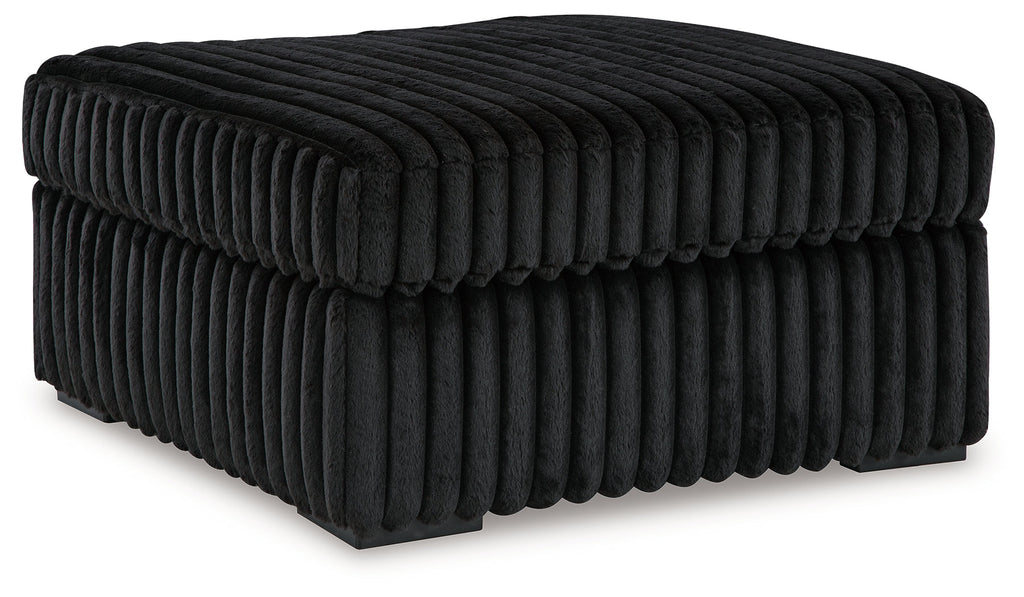 Midnight-Madness 3 Pc Sectional, Chaise and Accent Ottoman, Onyx