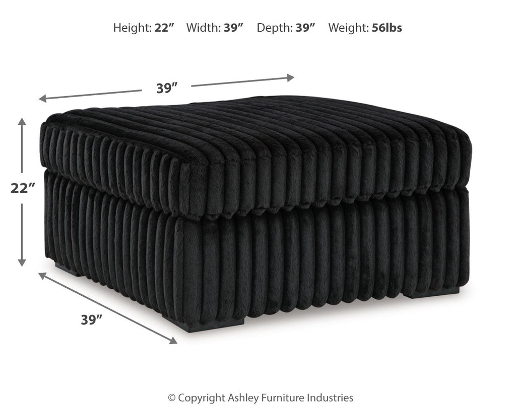Midnight-Madness Onyx 3-Piece Sectional and Oversized Ottoman