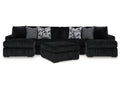 Midnight-Madness Onyx 3-Piece Sectional with Double Chaise and Ottoman