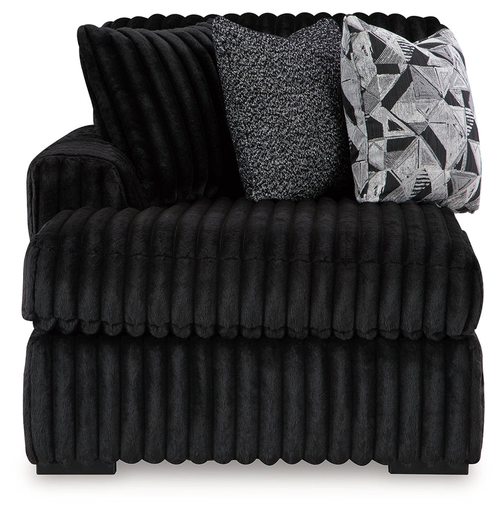 Midnight-Madness Onyx 3-Piece Sectional with Double Chaise and Ottoman