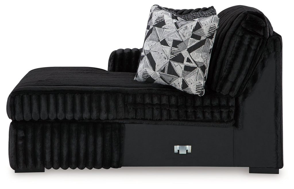 Midnight-Madness Onyx 3-Piece Sectional with Double Chaise and Ottoman