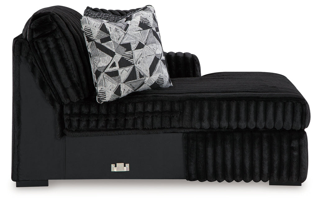 Midnight-Madness Onyx 3-Piece Sectional with Double Chaise and Ottoman