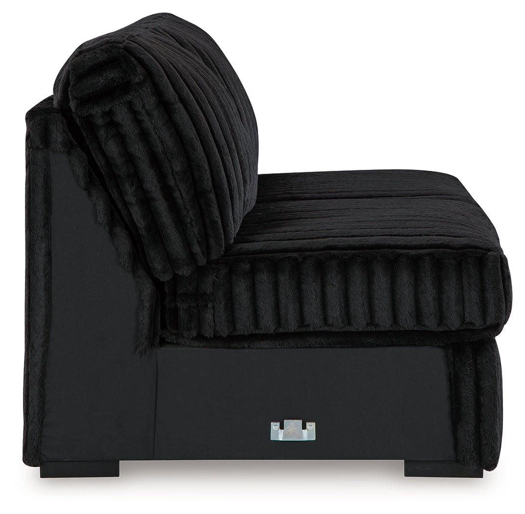 Midnight-Madness Onyx 3-Piece Sectional with Double Chaise and Ottoman