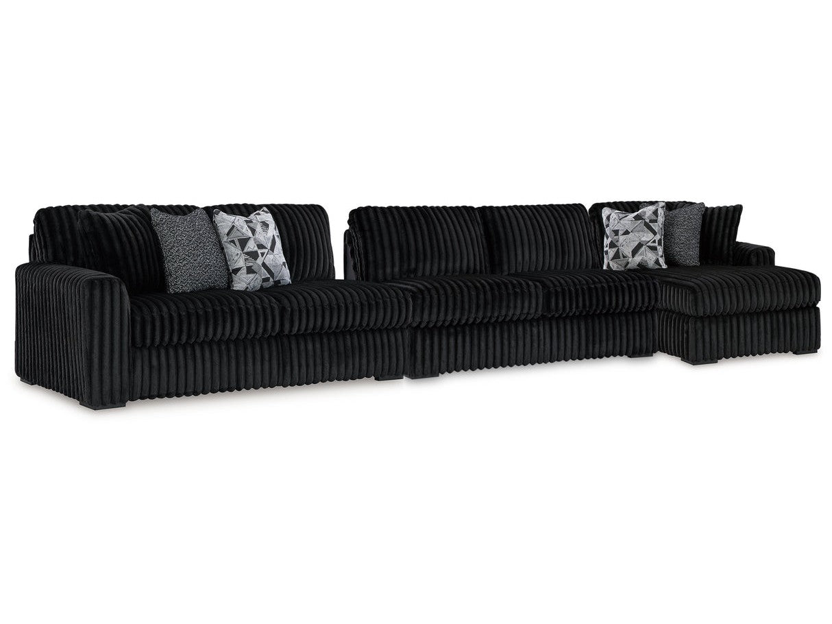 Midnight-Madness Onyx 3-Piece Sectional with Right Chaise