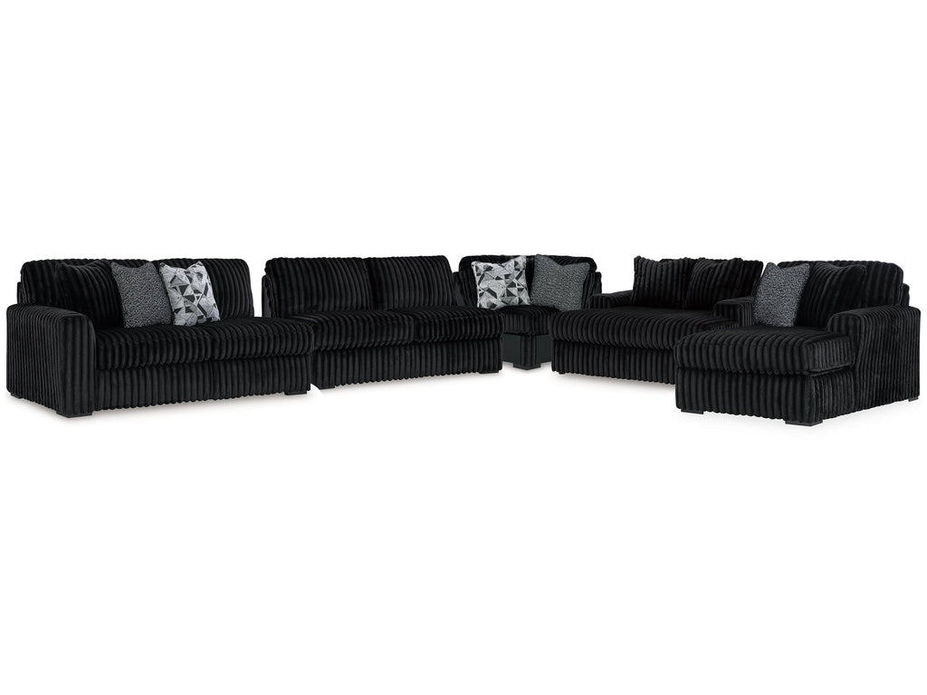 Midnight-Madness Onyx 4-Piece Sectional & Oversized Chaise