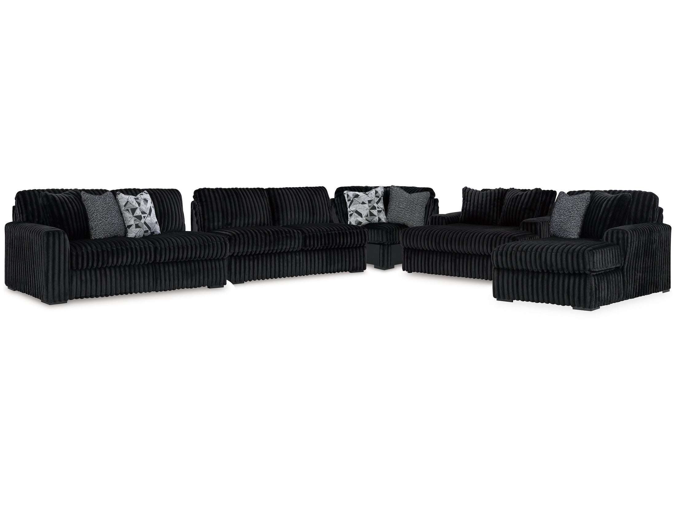 Midnight-Madness Onyx 4-Piece Sectional & Oversized Chaise