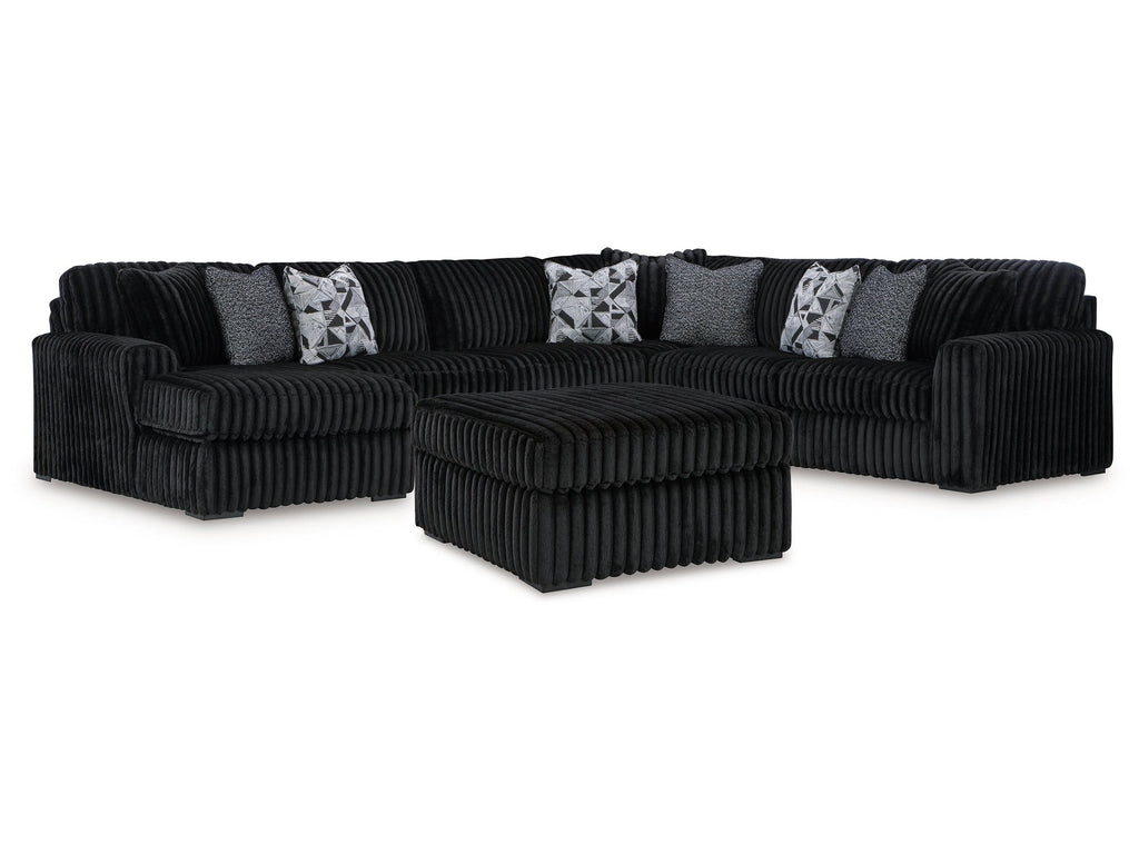 Midnight-Madness Onyx 4-Piece Sectional and Ottoman