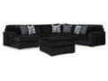 Midnight-Madness Onyx 4-Piece Sectional and Ottoman