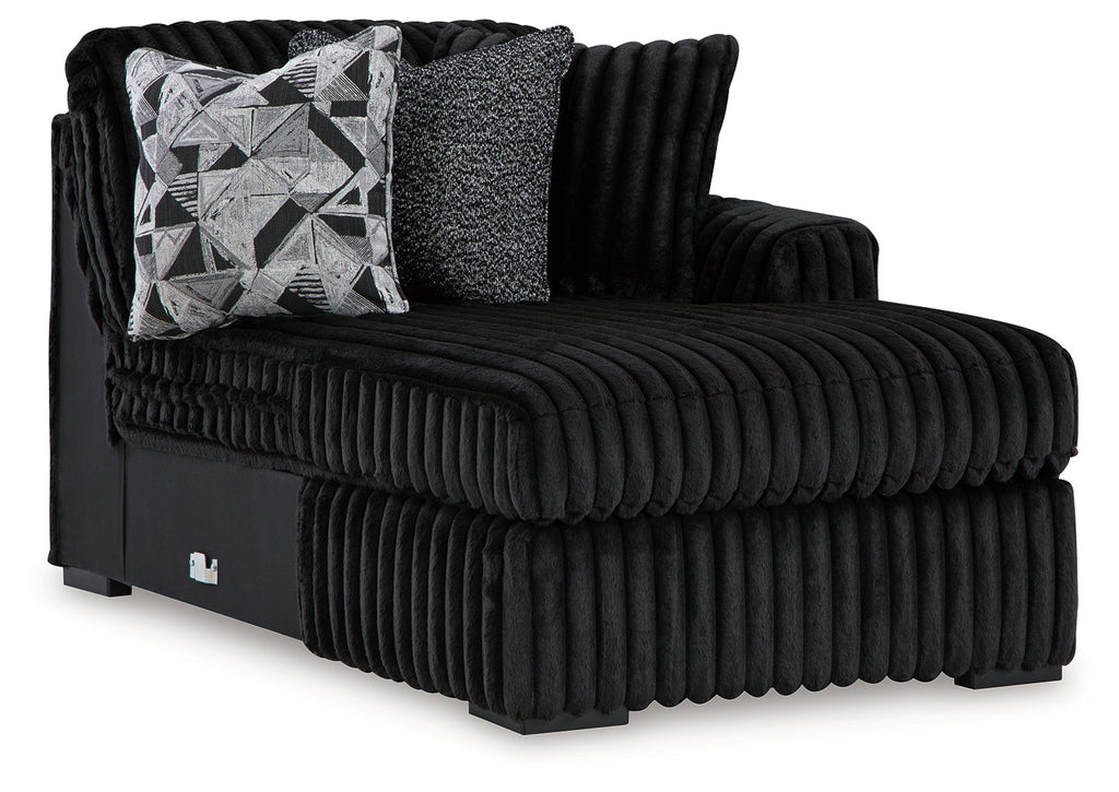 Midnight-Madness Onyx 4-Piece Sectional and Oversized Accent Ottoman