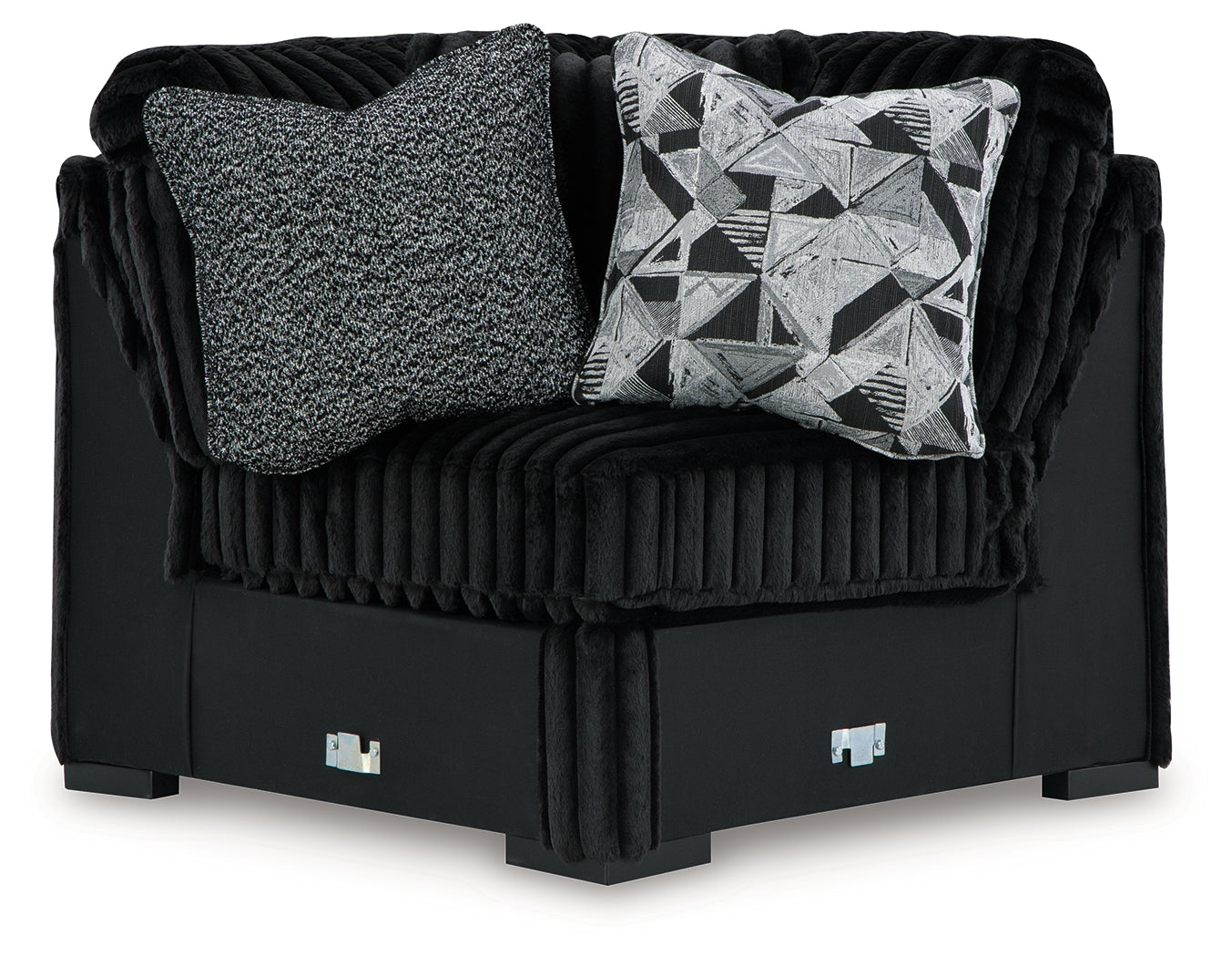 Midnight-Madness Onyx 4-Piece Sectional and Oversized Accent Ottoman