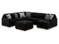 Midnight-Madness Onyx 4-Piece Sectional and Oversized Accent Ottoman