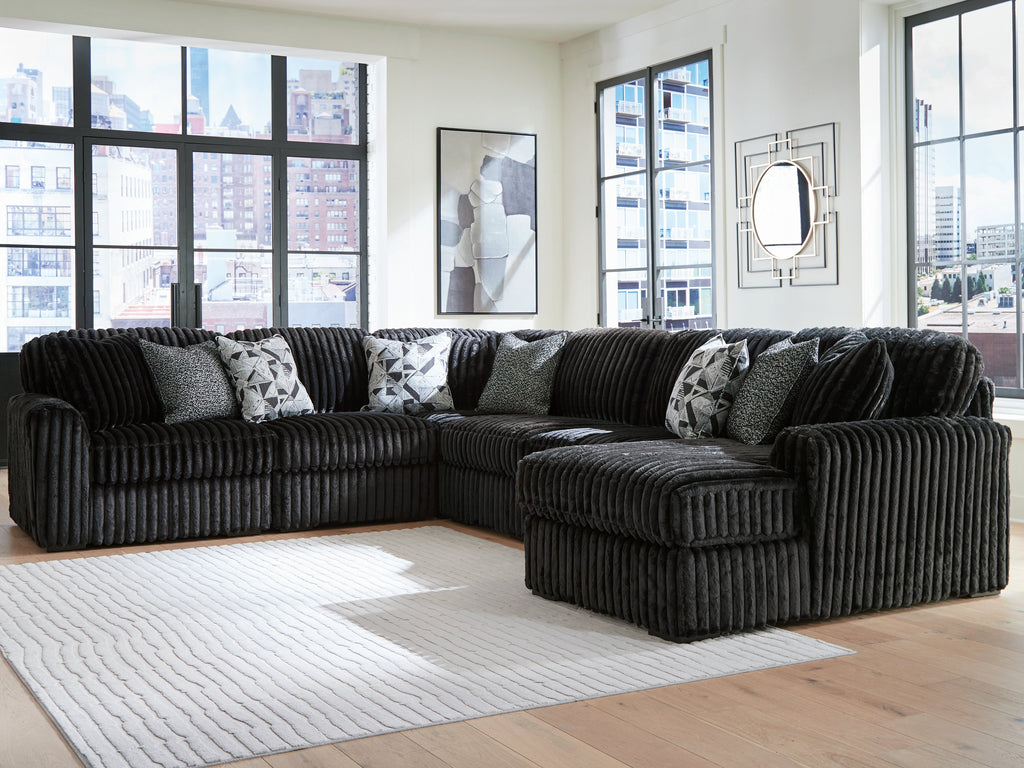 Midnight-Madness Onyx 6-Piece Sectional with Right Chaise