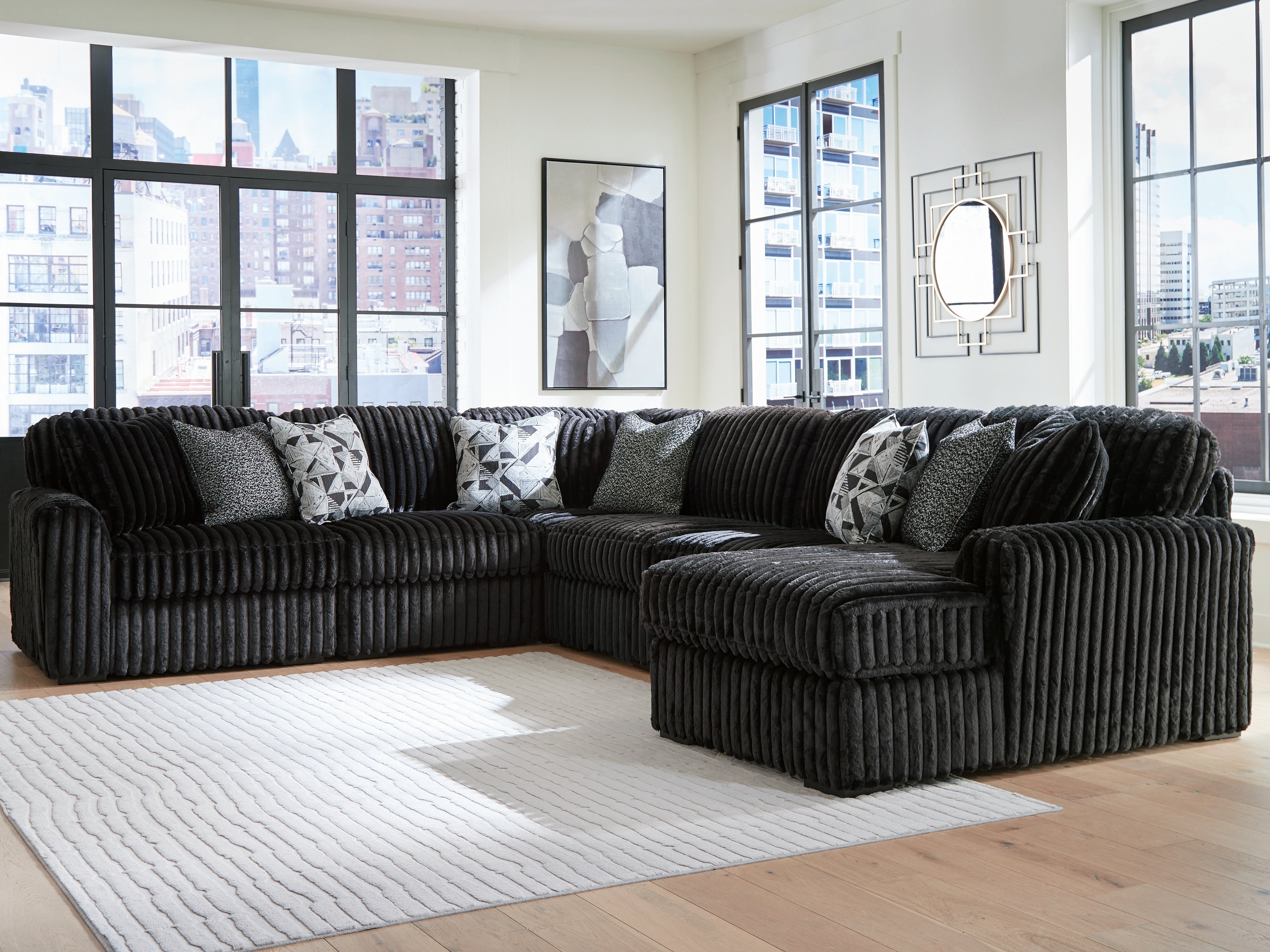 Midnight-Madness Onyx 6-Piece Sectional with Right Chaise