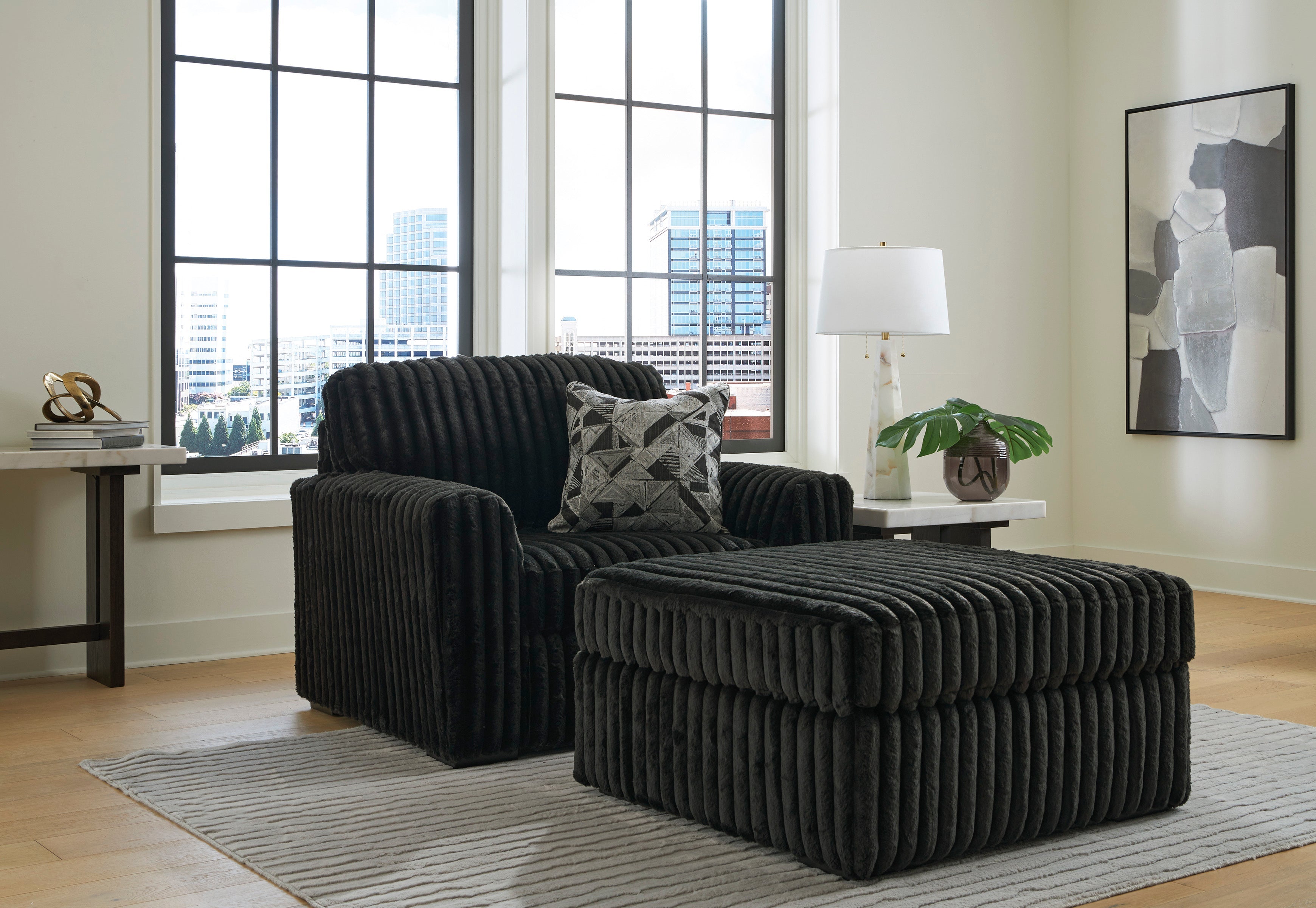 Midnight-Madness Onyx Chair and a Half