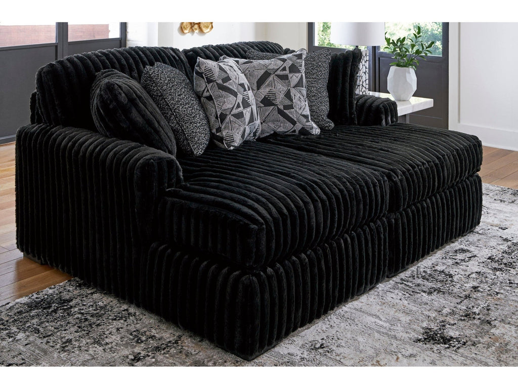 Midnight-Madness Onyx Corduroy 2-Piece Double Chaise Sectional