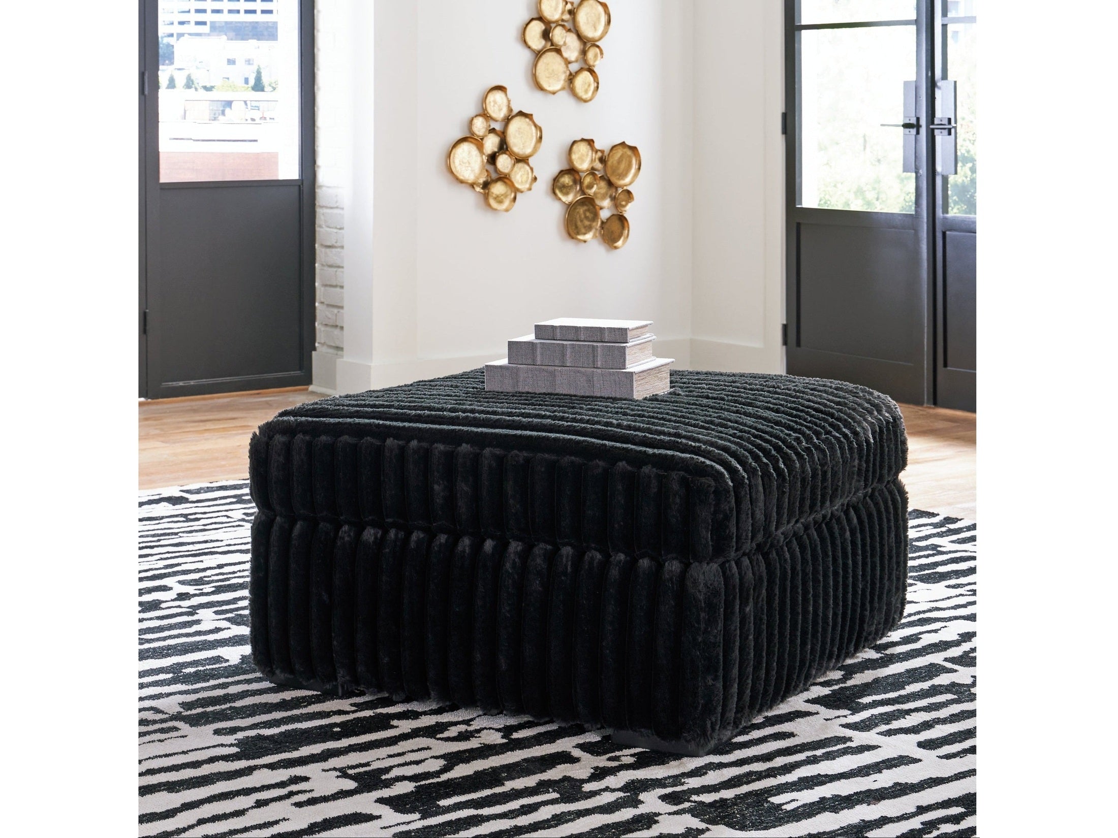 Midnight-Madness Onyx Corduroy 4-Piece RAF Chaise Sectional