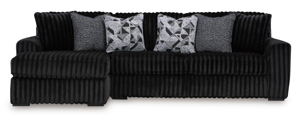 Midnight-Madness Onyx Corduroy 2-Piece LAF Chaise Sectional