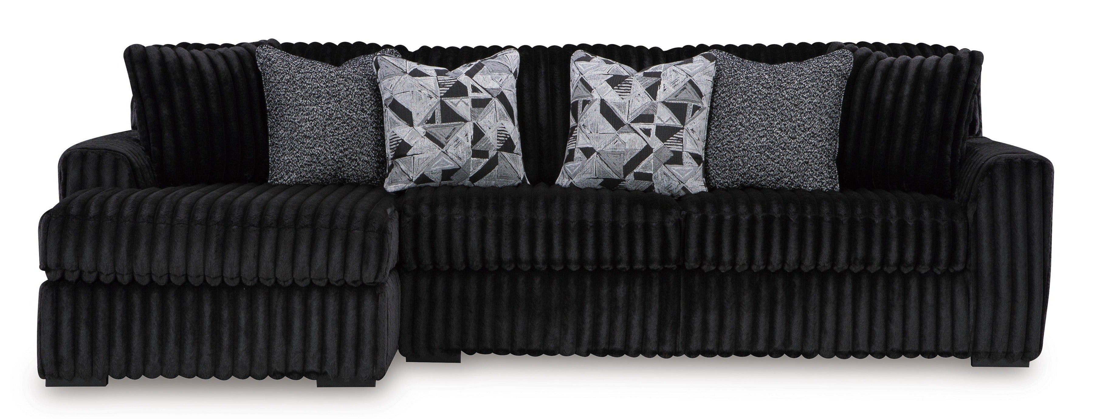 Midnight-Madness Onyx Corduroy 2-Piece LAF Chaise Sectional