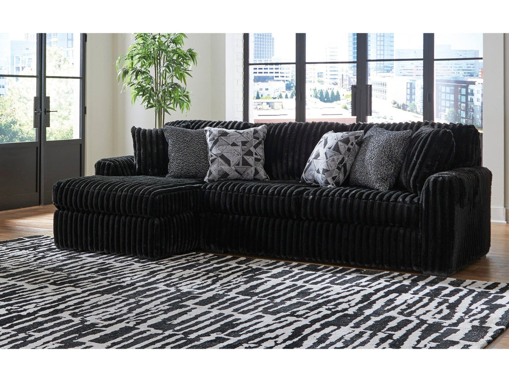 Midnight-Madness Onyx Corduroy 2-Piece LAF Chaise Sectional