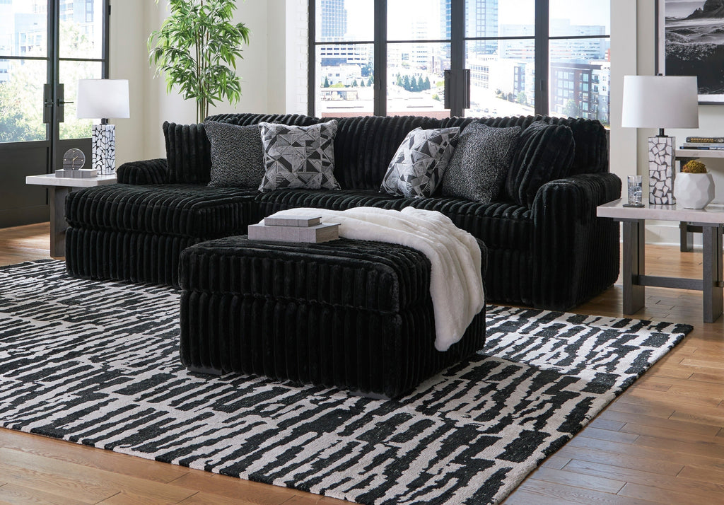 Midnight-Madness Onyx Corduroy 2-Piece LAF Chaise Sectional