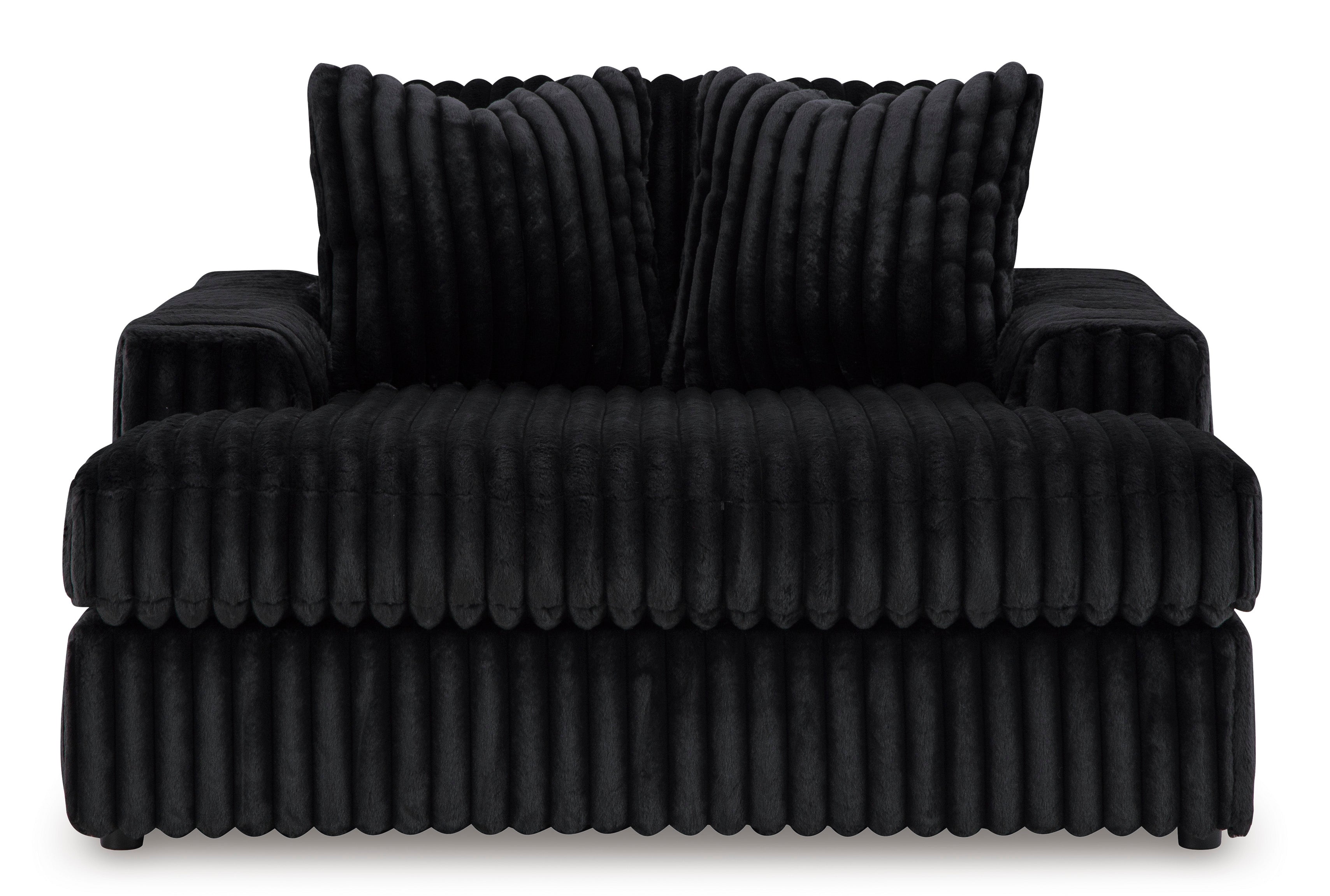 Midnight-Madness Onyx Corduroy 3-Piece Symmetrical Sectional