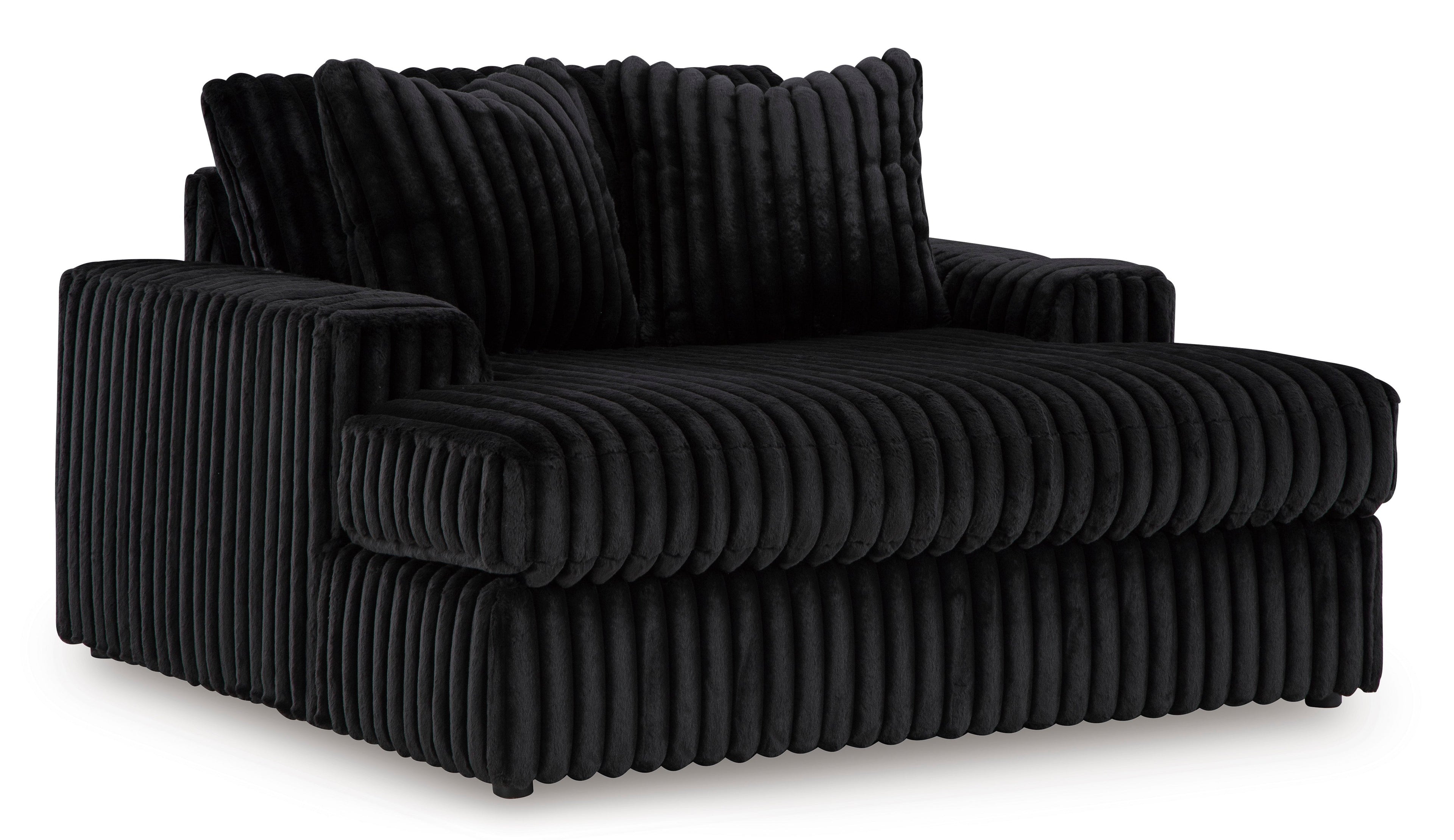 Midnight-Madness Onyx Corduroy 4-Piece RAF Chaise Sectional