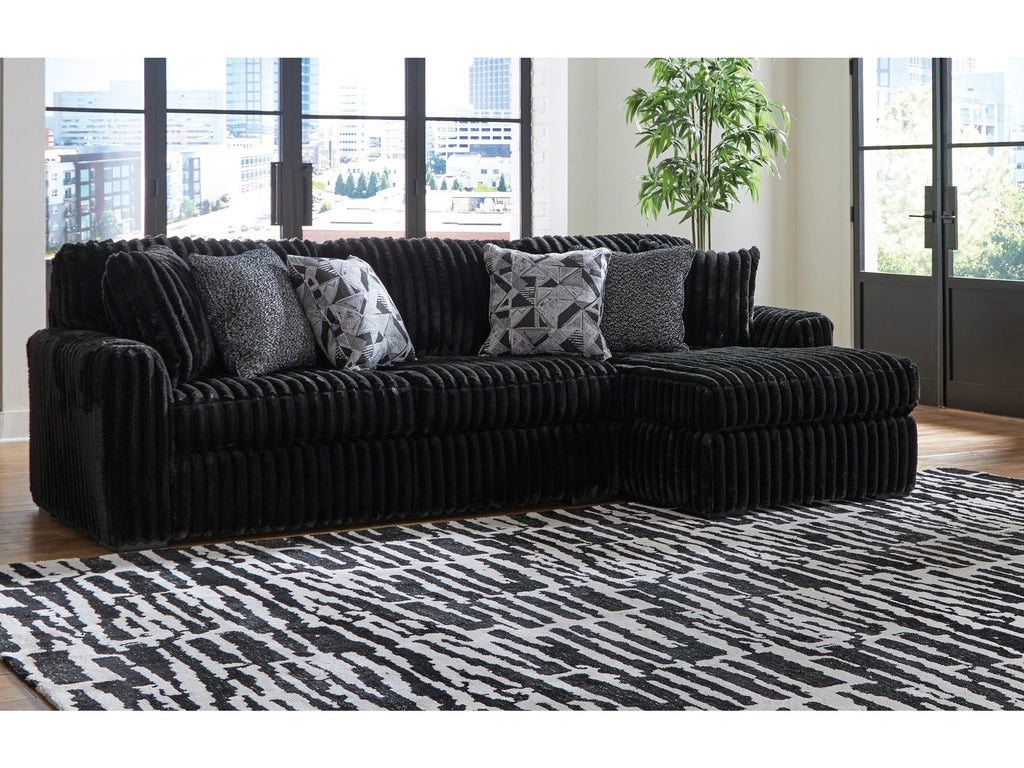 Midnight-Madness Onyx Corduroy 2-Piece RAF Chaise Sectional