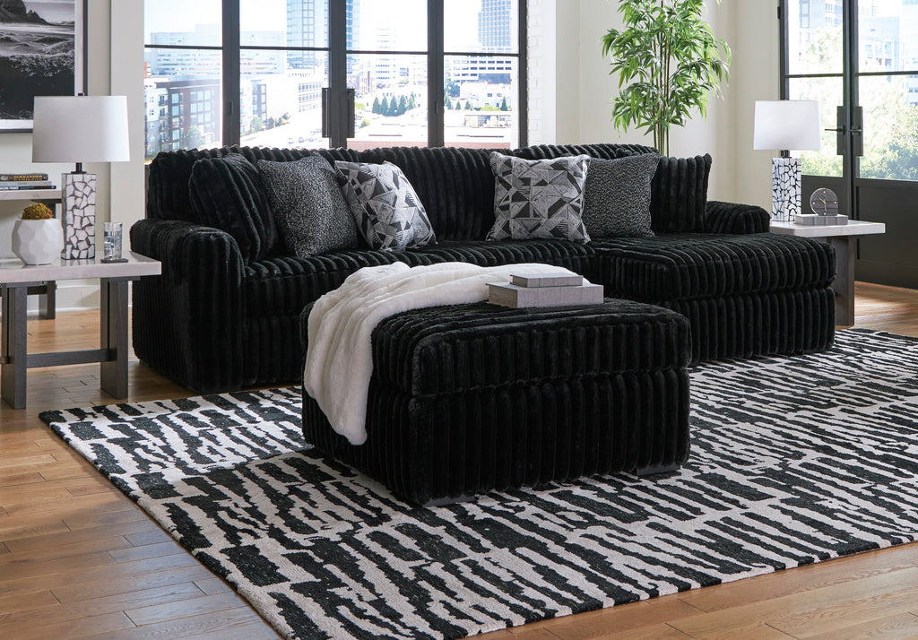 Midnight-Madness Onyx Corduroy 2-Piece RAF Chaise Sectional