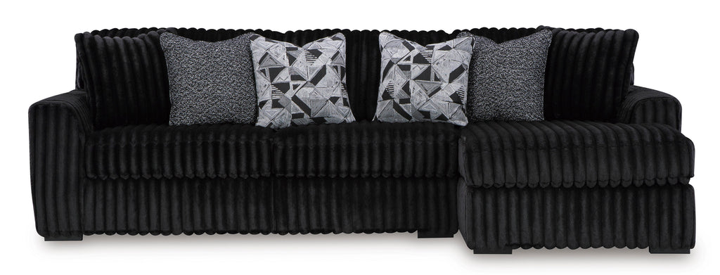 Midnight-Madness Onyx Corduroy 2-Piece RAF Chaise Sectional