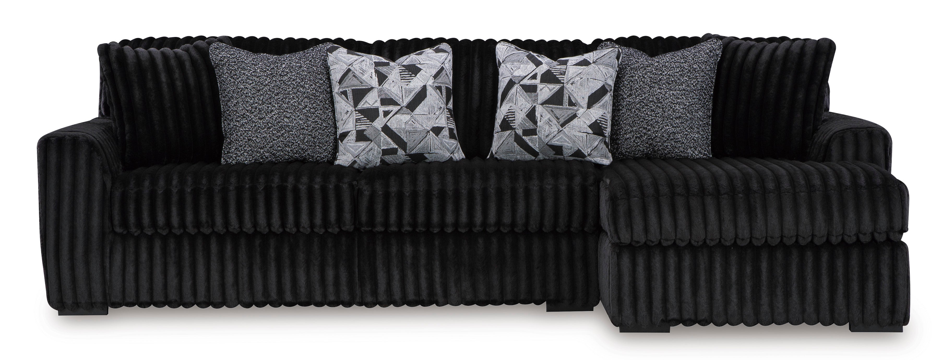 Midnight-Madness Onyx Corduroy 2-Piece RAF Chaise Sectional