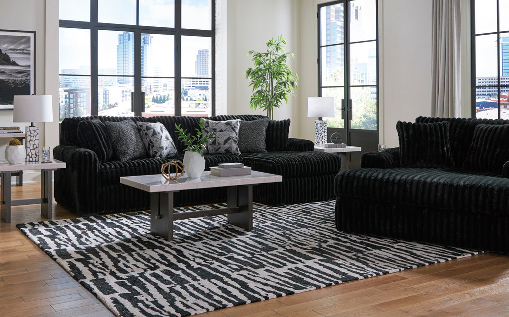 Midnight-Madness Onyx Corduroy 2-Piece RAF Chaise Sectional