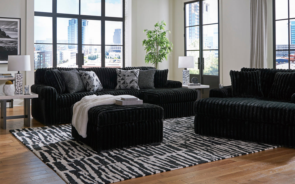 Midnight-Madness Onyx Corduroy 2-Piece RAF Chaise Sectional
