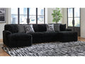 Midnight-Madness Onyx Corduroy 3-Piece Double Chaise Sectional